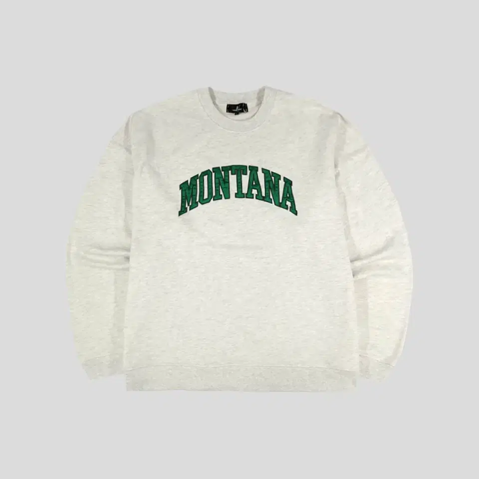 Monomart Melange Grey Green Montana Lettering Cotton Blend Sweatshirt