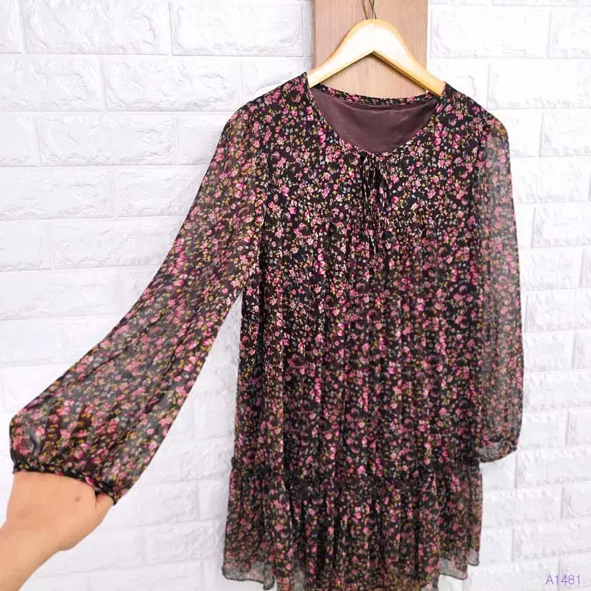 (Free to size 66) Antique chiffon ONEPIECE (A1481)