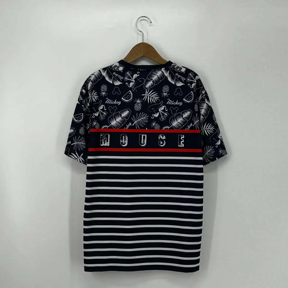 디즈니 미키마우스 하와이안 반팔 티셔츠 (105 size / NAVY)