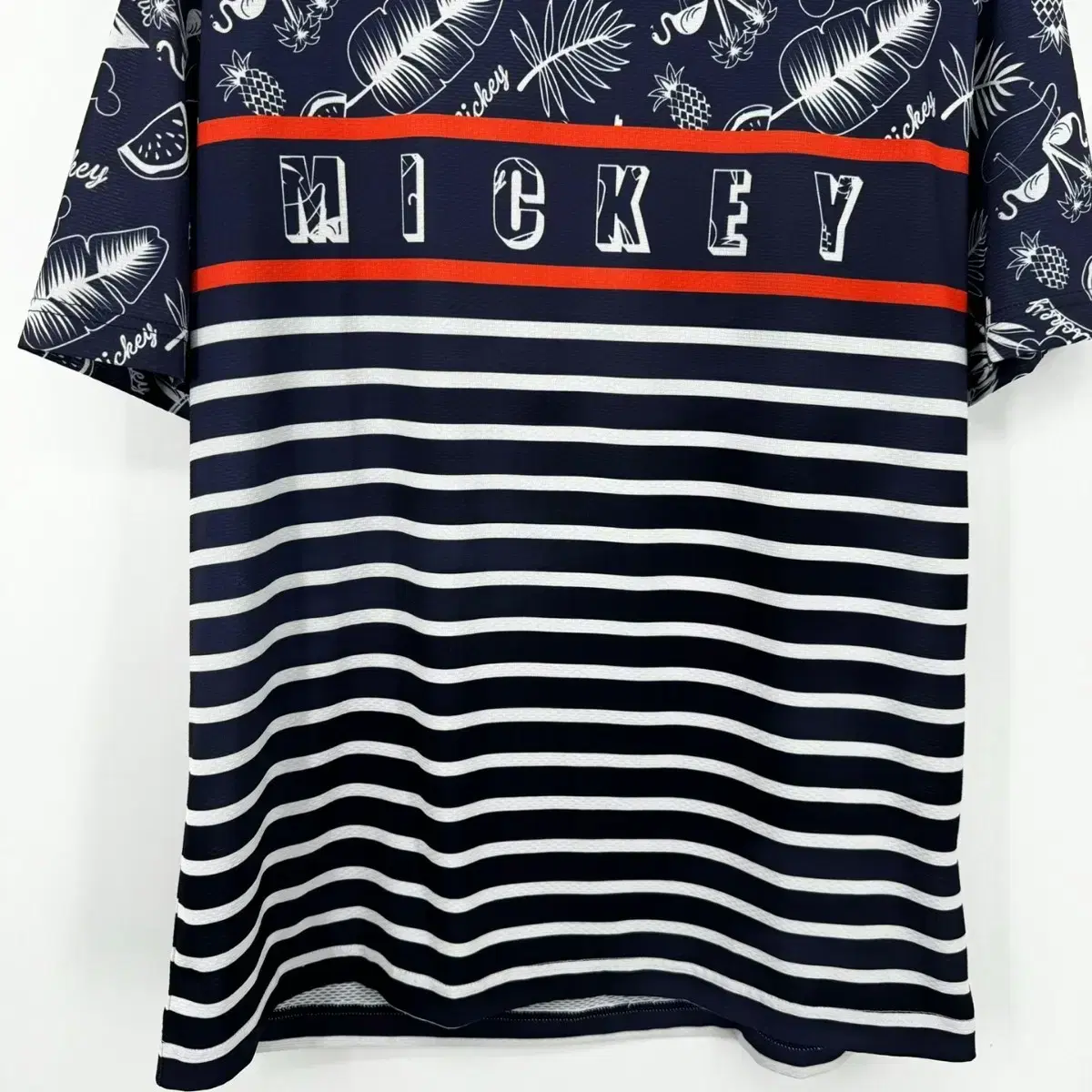 디즈니 미키마우스 하와이안 반팔 티셔츠 (105 size / NAVY)