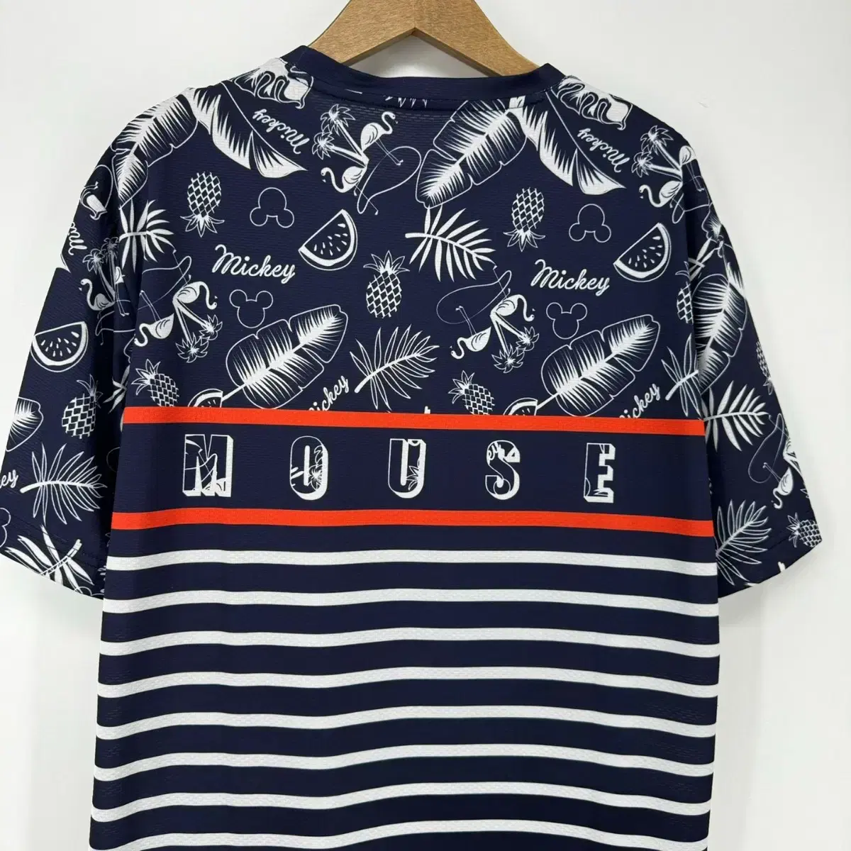 디즈니 미키마우스 하와이안 반팔 티셔츠 (105 size / NAVY)