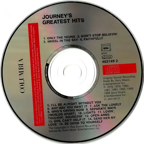 Journey - Greatest Hits (CD)유럽반 1996 민트급