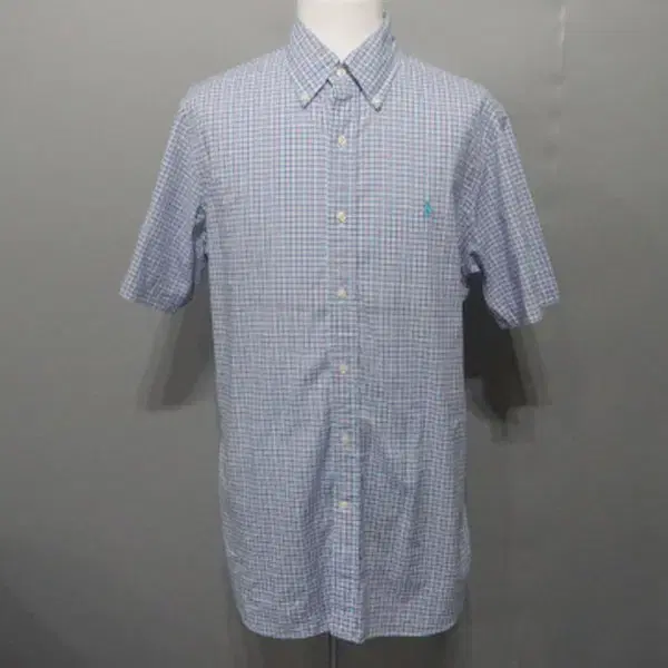 M9218 - Ralph Lauren Men's 100 size bloo Color mix check short sleeve shirt