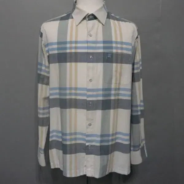 M9216 - Dax Men's Size 100 White Plaid Long Sleeve Shirt