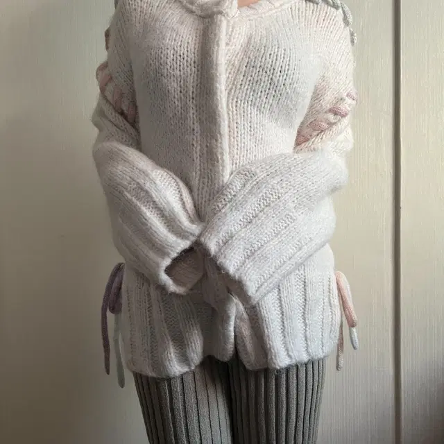 Stitch point loose fit knit cardigan