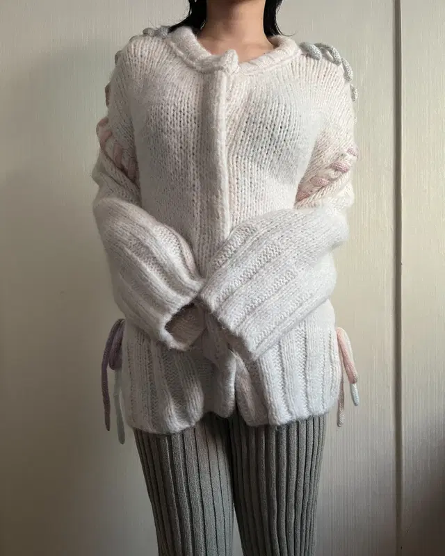 Stitch point loose fit knit cardigan