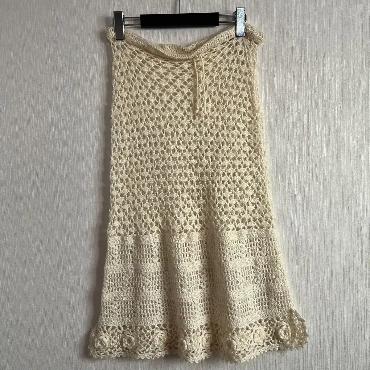 Net crochet long knit skirt