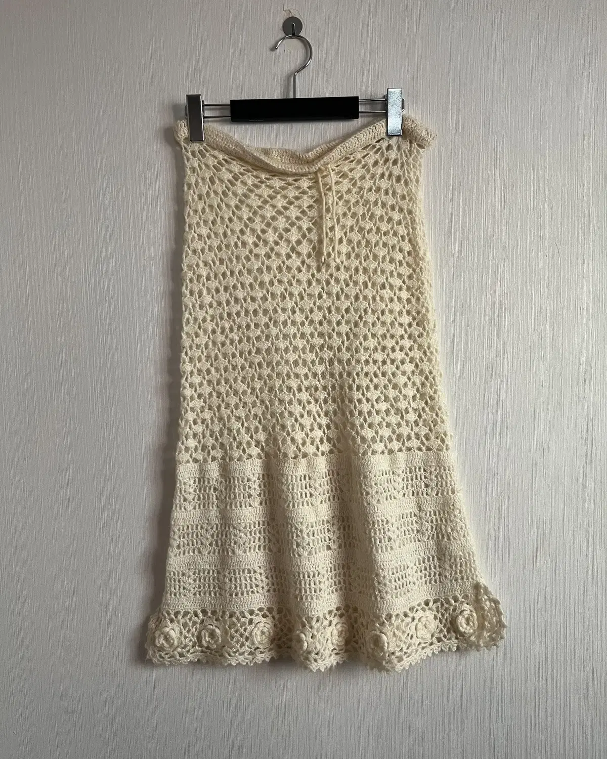 Net crochet long knit skirt