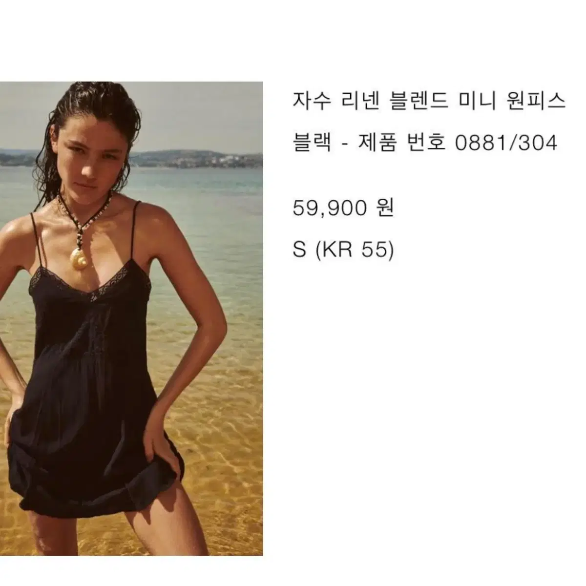 자라 자수 린넨 블렌드 미니 원피스