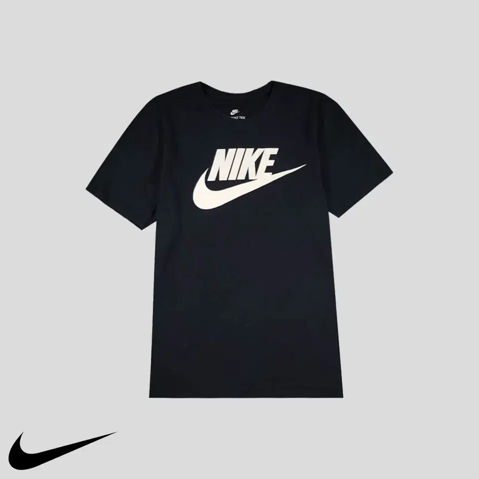 Nike Pigment Black White Puchura Big Print Logo Cotton100 Short Sleeve T-Shirt