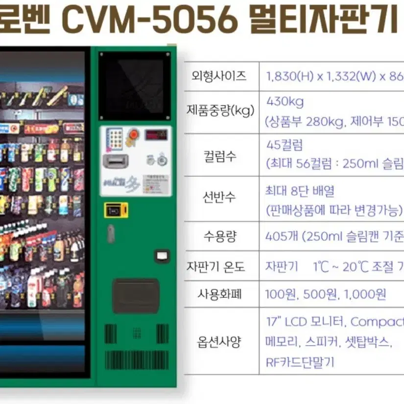 로벤 CVM 과자 음료 커피 라면 냉장 멀티자판기