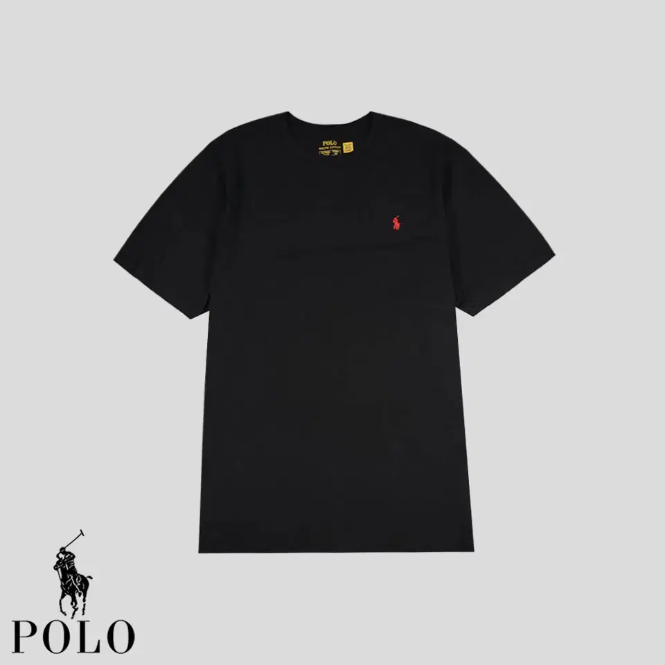 Polo Ralph Lauren Black Red Pony Simple Casual Minimalist Cotton100 Round Neck Short Sleeve