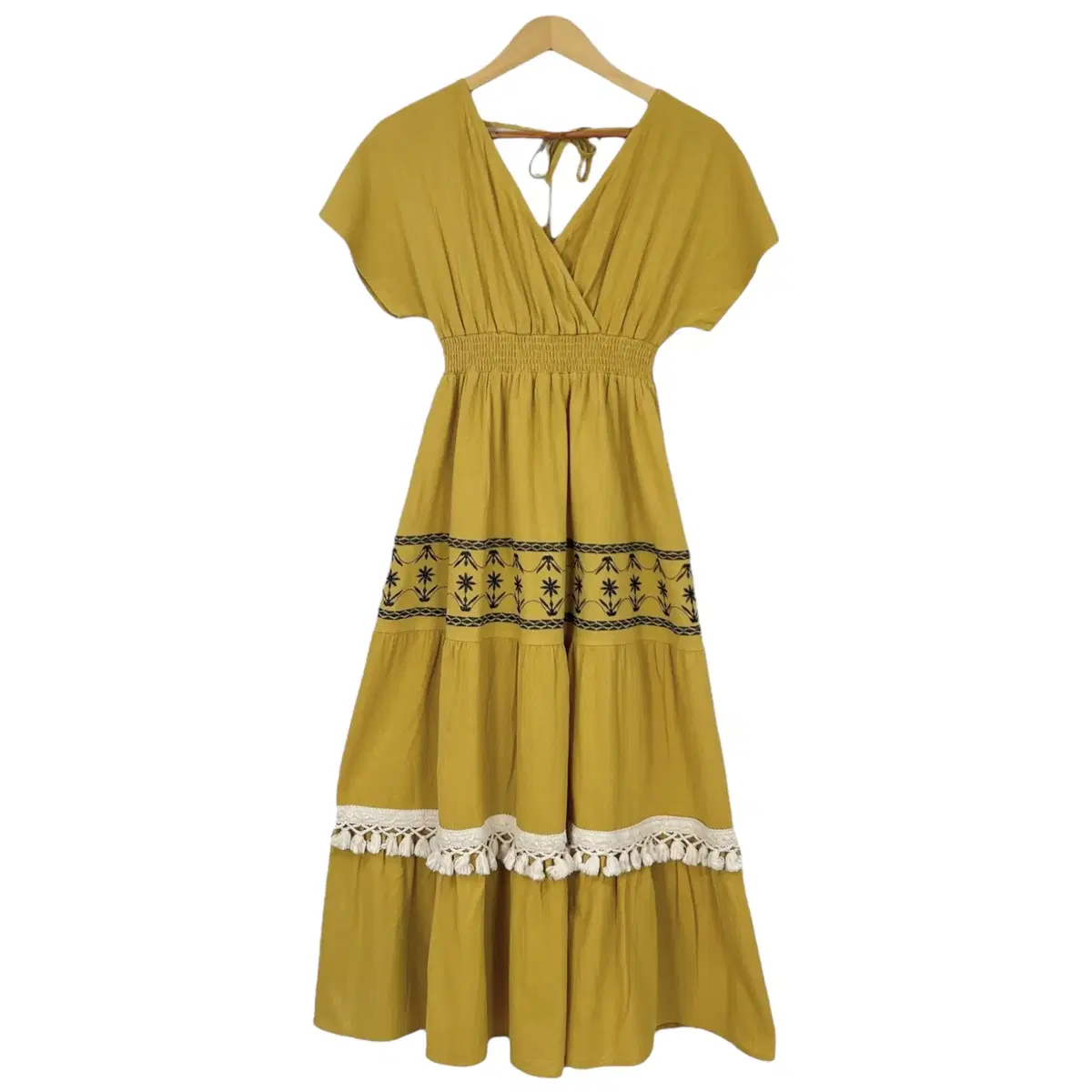 2865 Mustard Embroidery Lace Ethnic Dress