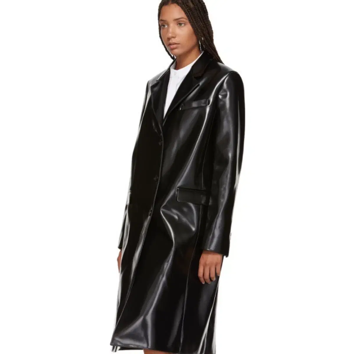 Jil Sander Navy black faux leather coat