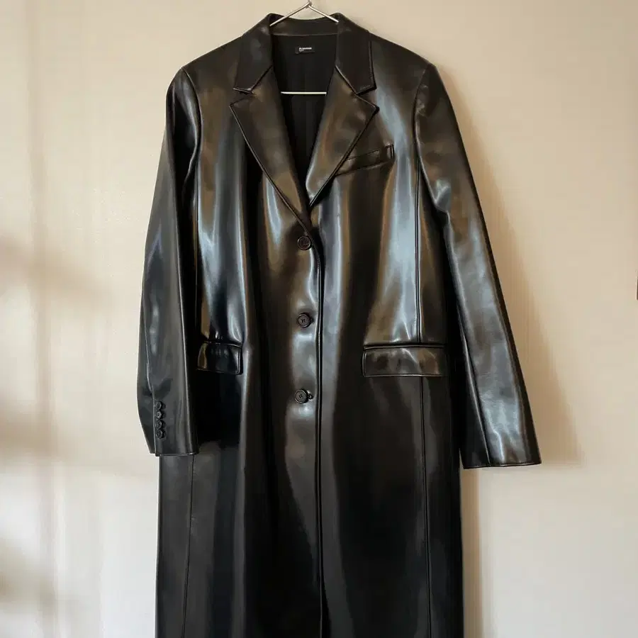 Jil Sander Navy black faux leather coat