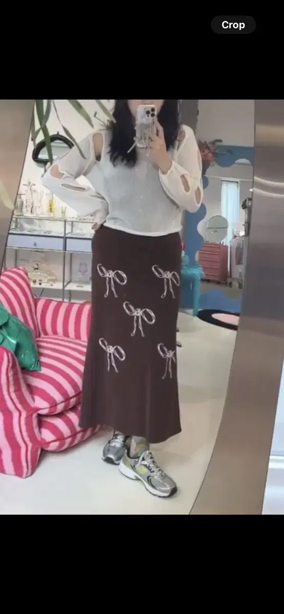 꼼므뚜아/ Ribbon cotton Skirt(새상품)