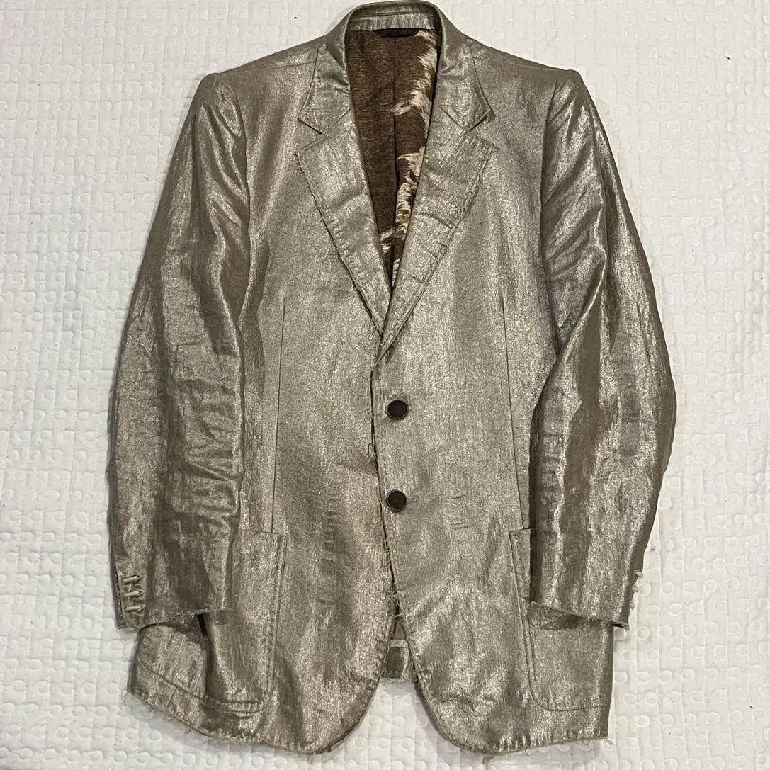 Roberto Cavalli metallic gold suit