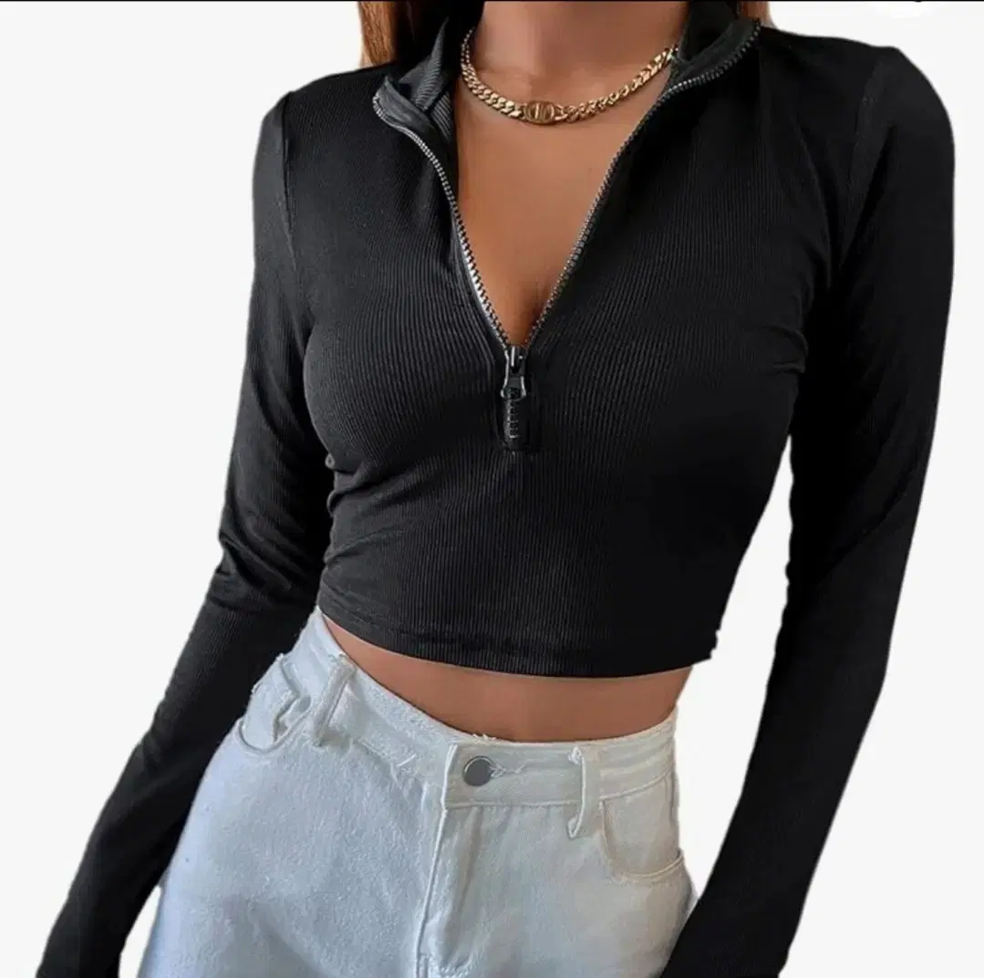 Half-zip crop top