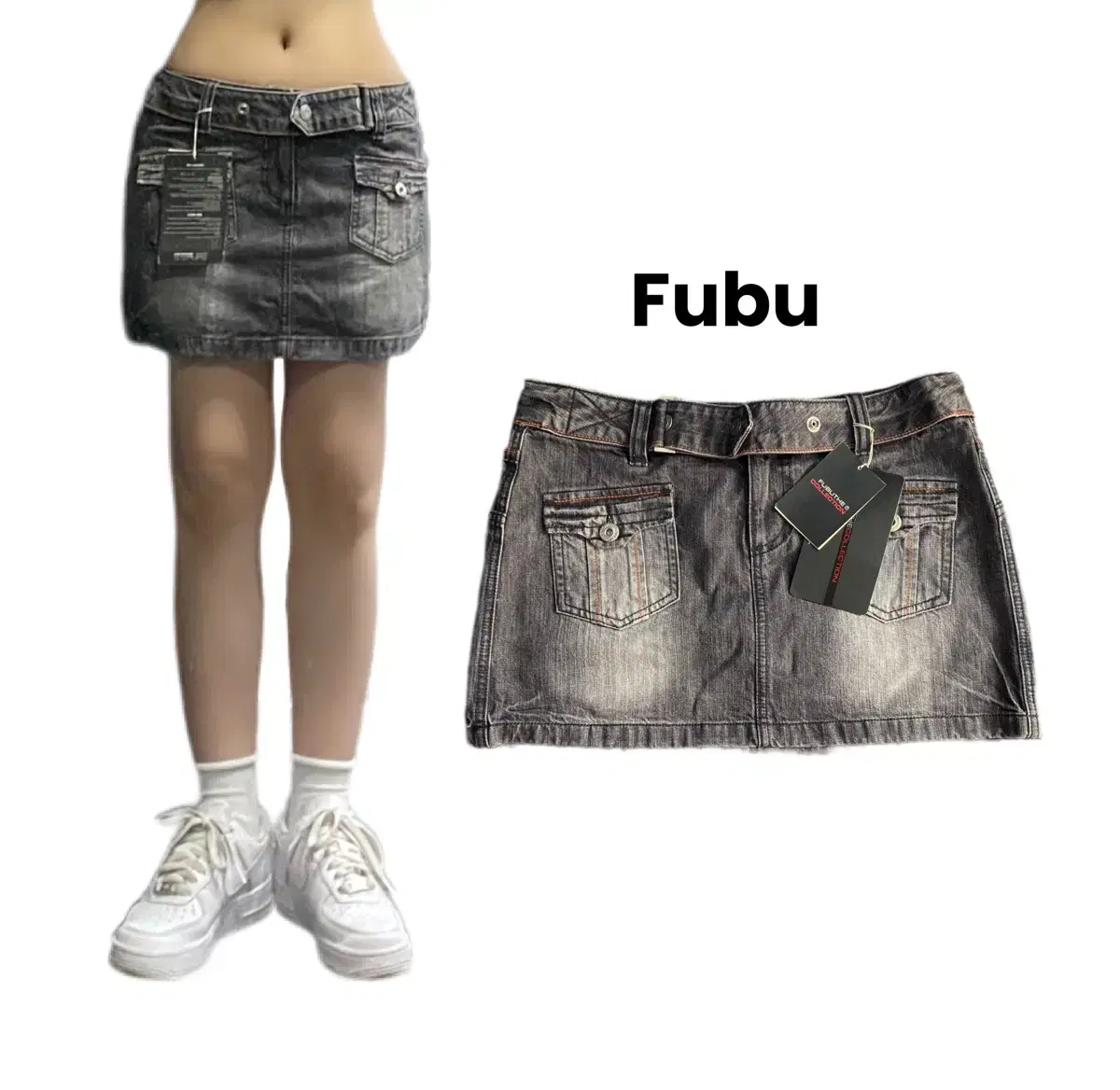 *새상품* FUBU 탄창 워싱 미니스커트