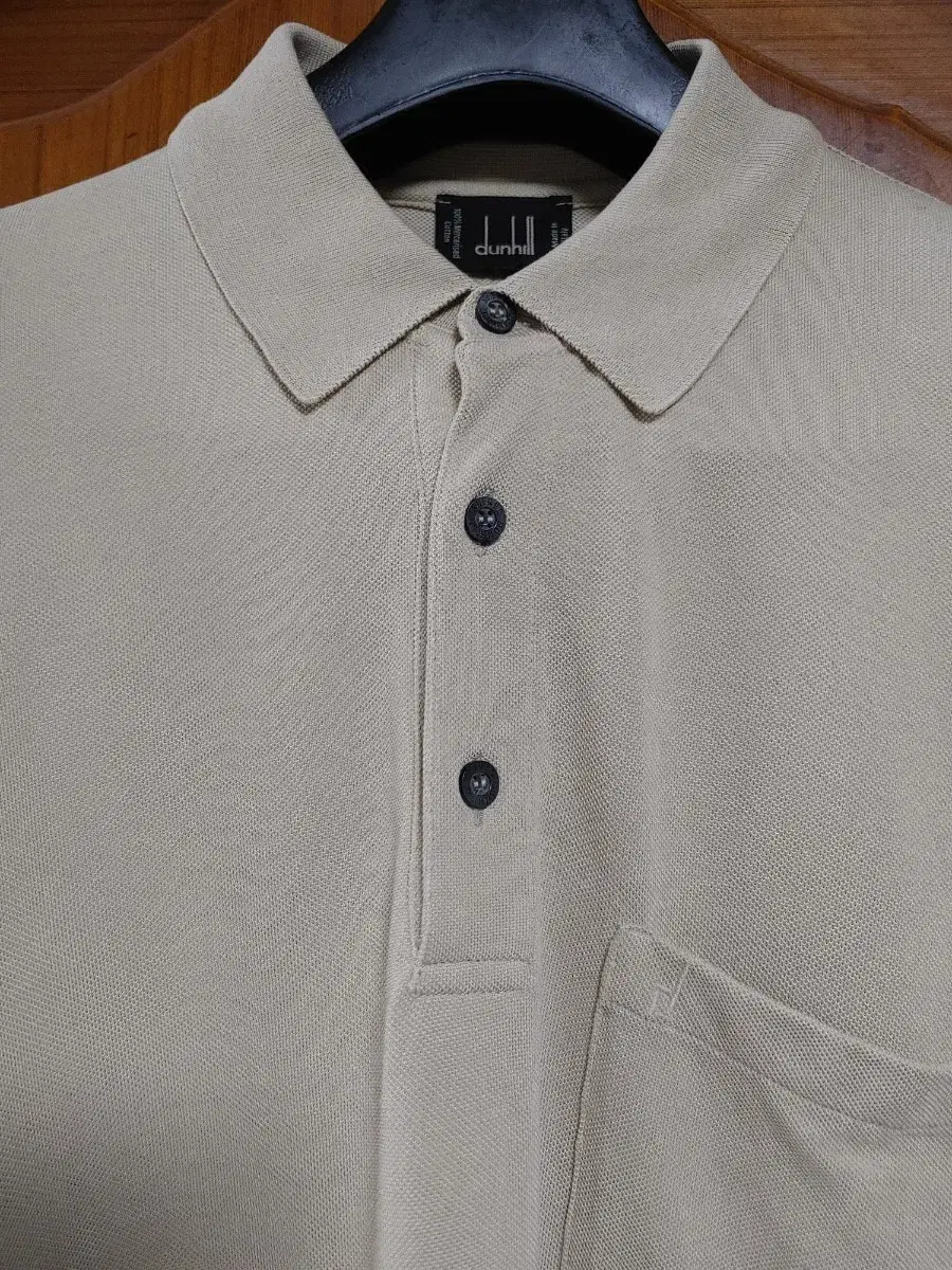 Dunhill dunhill Pure Cotton Long Sleeve Pique Shirt XL 105 Beige Golf Climbing