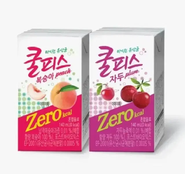 쿨피스 제로 140ml 24개 자두/복숭아 마시는 유산균 음료