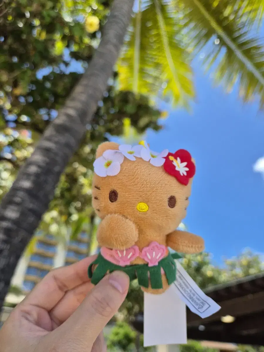 Genuine) Tanning Kitty doll keyring Hawaiian Kitty