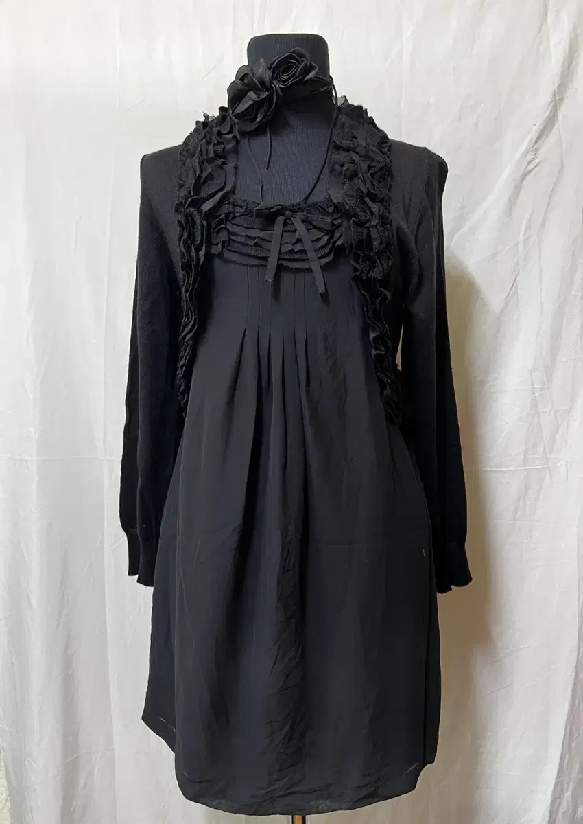 Black Ruffled Ribbon Bolero Chiffon All in One ONEPIECE romanticgothicgothicspunkgyaruLolita