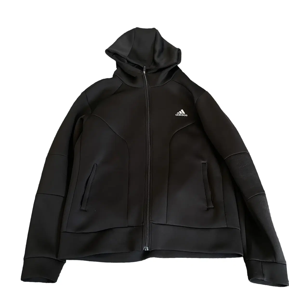 adidas Black Printed Hoodie Zip Up (XXL)