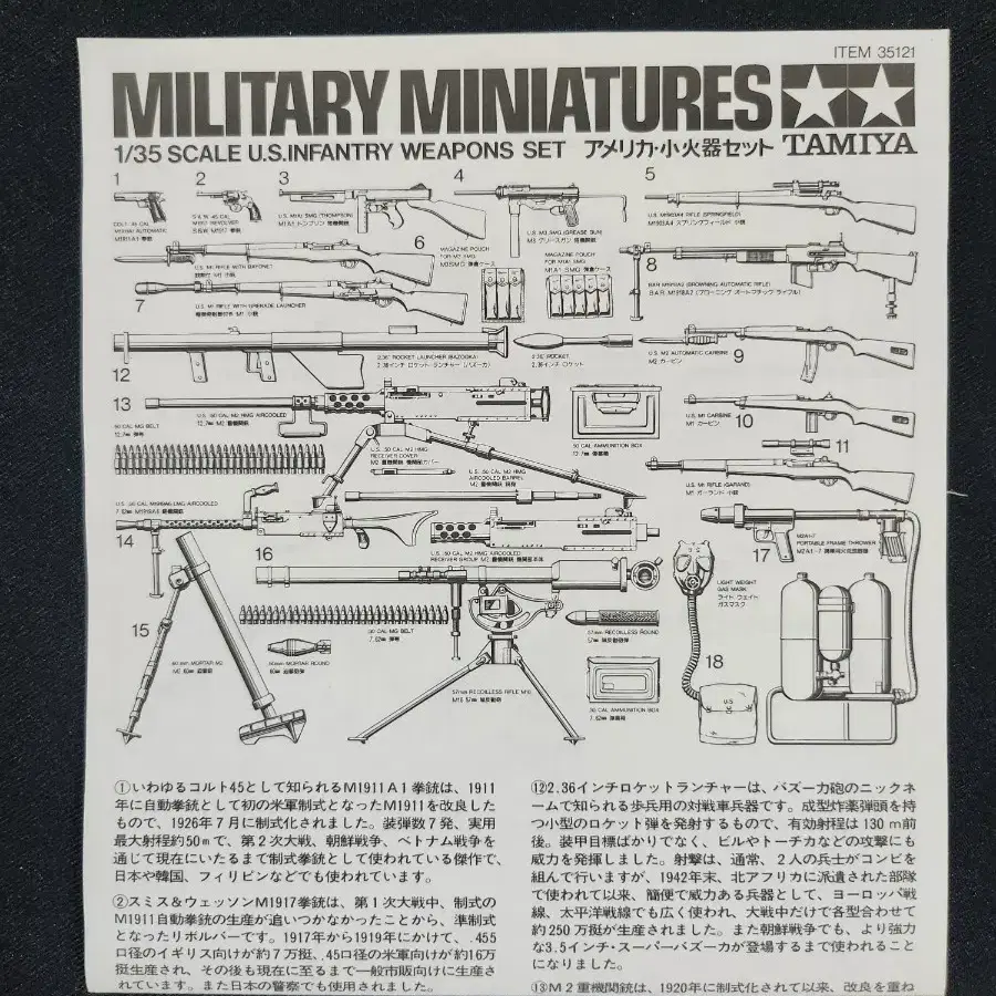 타미야 밀리터리 미니어처 1/35 아메리카 소화기 세트