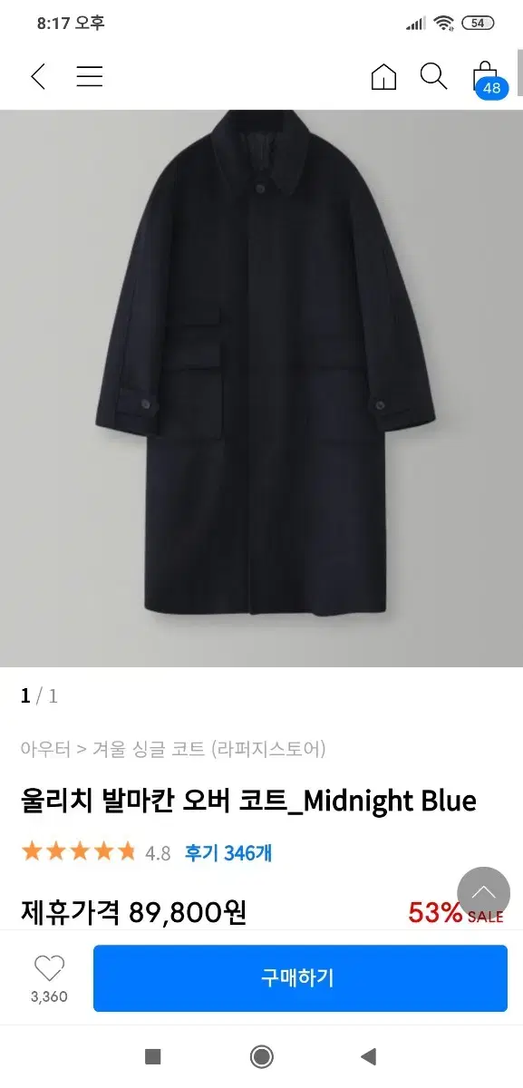 Rafferty's Woolrich Balmacan Overcoat Midnight Blue MSize.