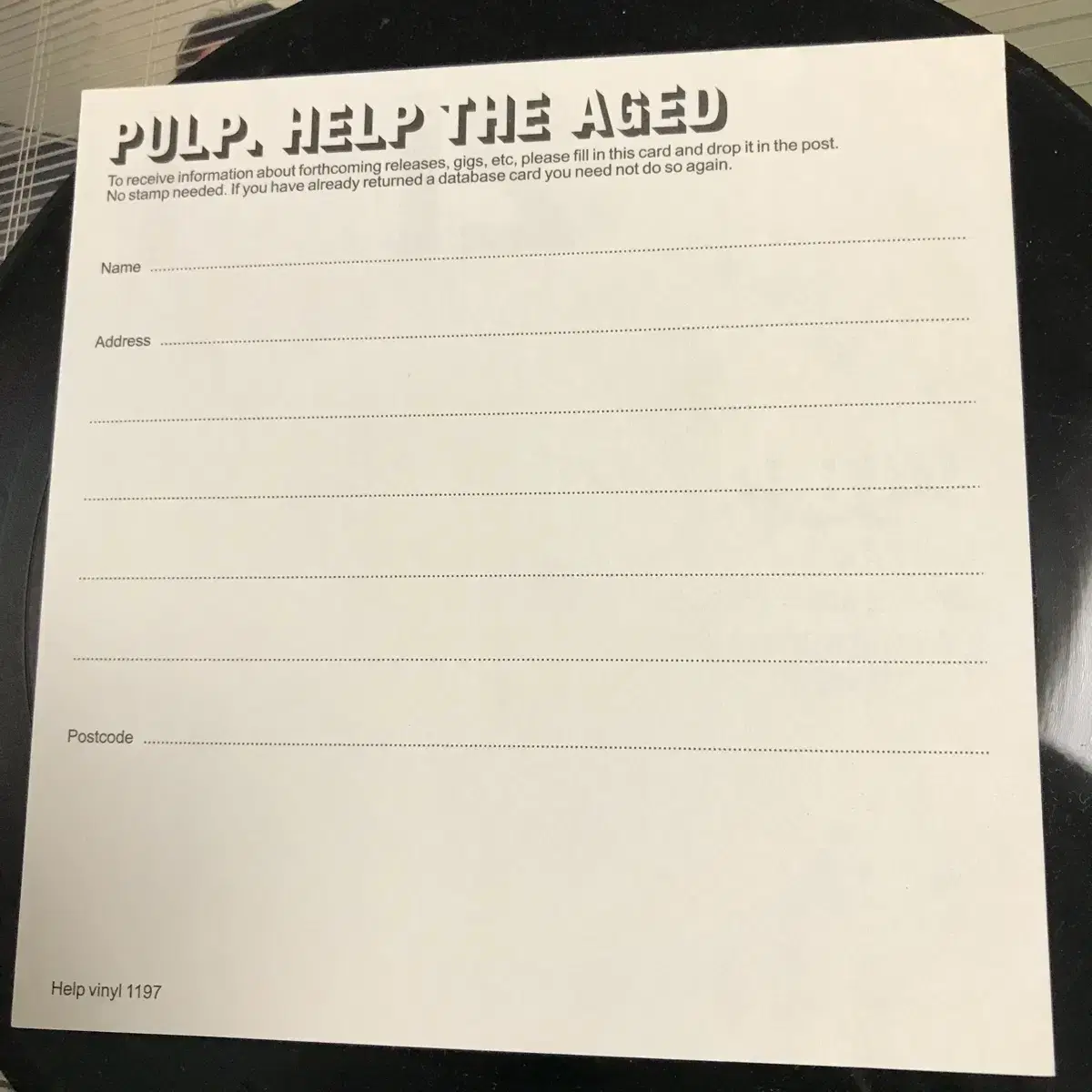 펄프 Help the Aged 7인치 바이닐 Pulp