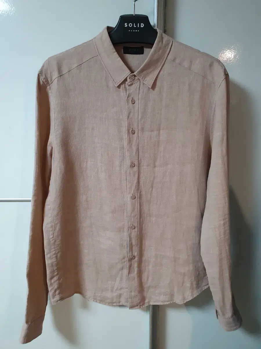 (95) Time Homme Melange Pink Linen Shirt