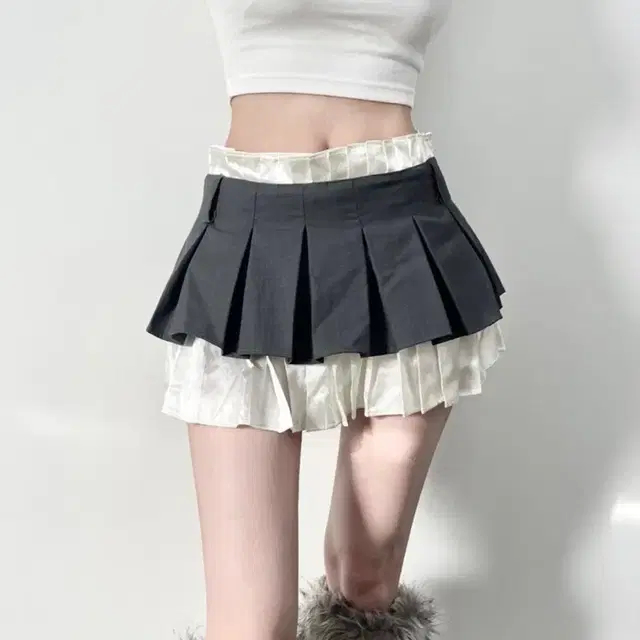 서우 Satin layered mini pleats sk 치마