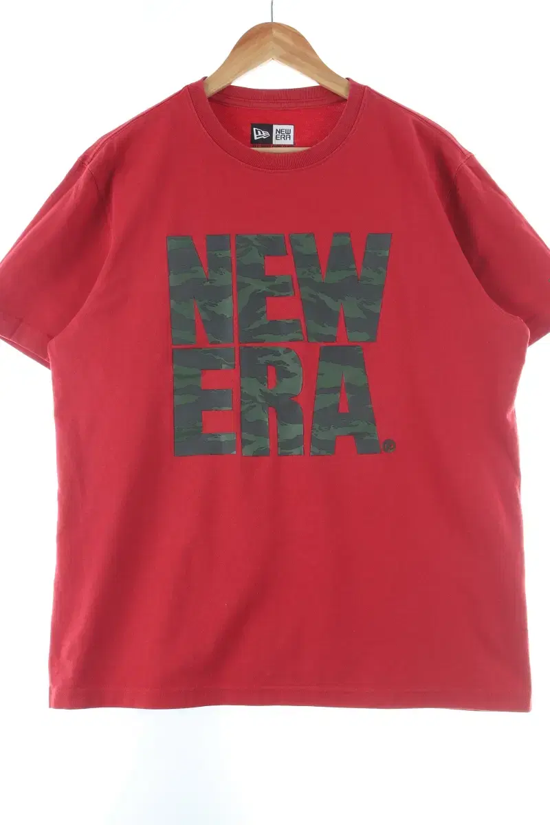 (2XL) New Era Short Sleeve T-Shirt Big Size Red Old School-D364