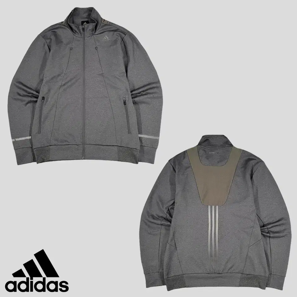 Adidas Grey Charcoal Tech Scotch Logo Four-Pocket Tracktop Zip Up Jersey XL