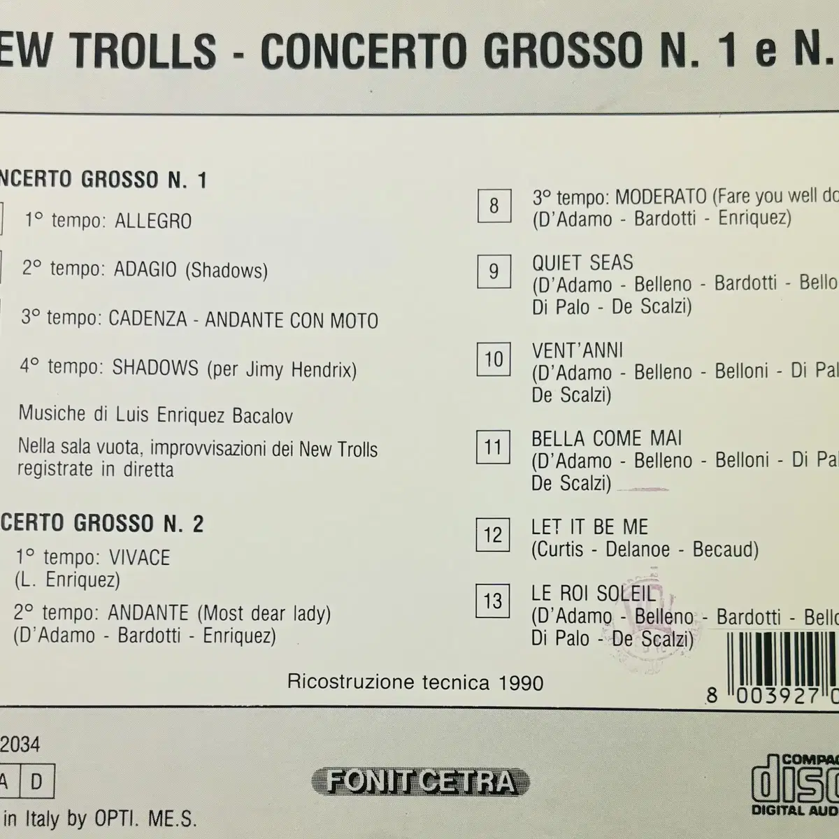 New Trolls - Concerto Grosso(CD)이탈리아반EX-