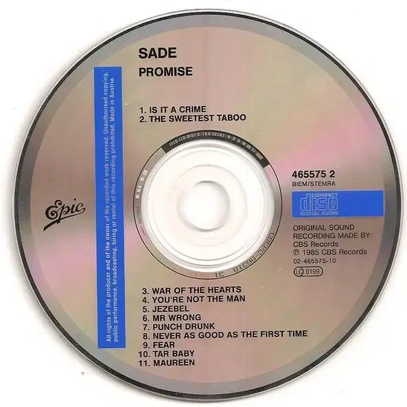 Sade - Promise (CD) 유럽반 민트급 중고