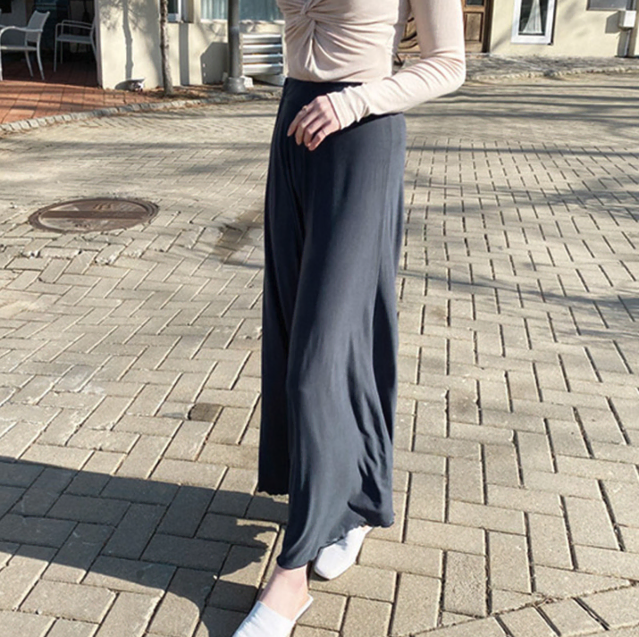 [No Tummy/1+1] Pretty Wide Fit Long Skirt Pants / Comfortable Slim Waistband