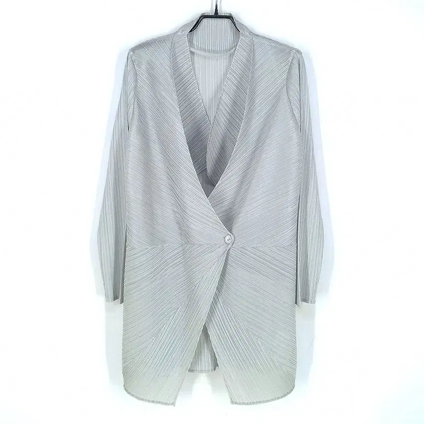 Vintage Women's Pleated Thin Jacket Gray (HU31748)