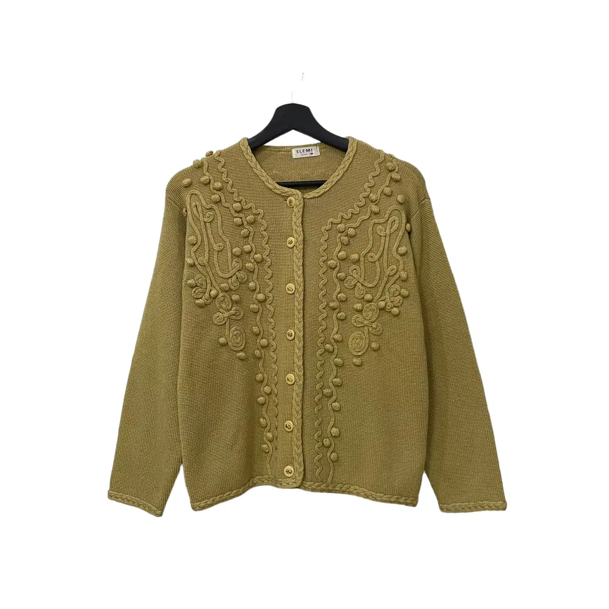 Eremi Mori Girl Pompom Embroidered Knit Cardigan