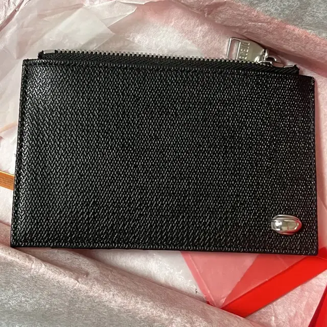 Diesel Logo Plated Leather Cardholder Bl