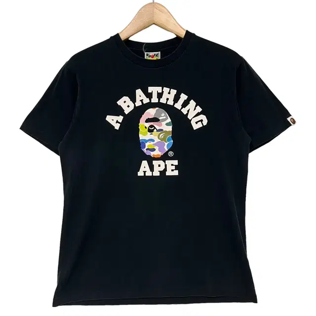 베이프 Bape 멀티 카모 사루 컬리지 반팔 티셔츠 블랙