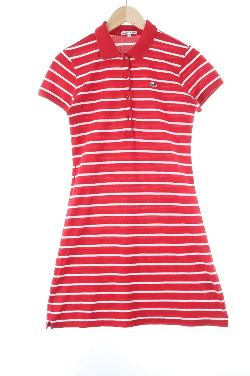 W(M) Lacoste VAHN SLEEVE kara T-shirt RED STRIPE ONEPIECE-D484