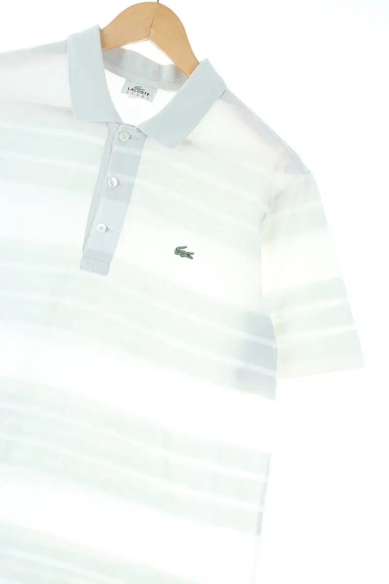 (M) Lacoste Short-sleeved kara T-shirt Cotton Stripe Américage-D416