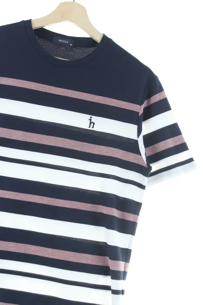 (L) Hedges Short-Sleeved T-Shirt Striped Cotton Amekaji-D3D2