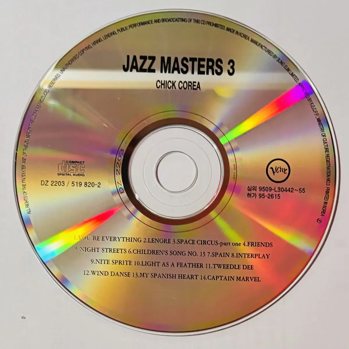 Chick Corea - Jazz Masters 3 (CD) 한국반민트급