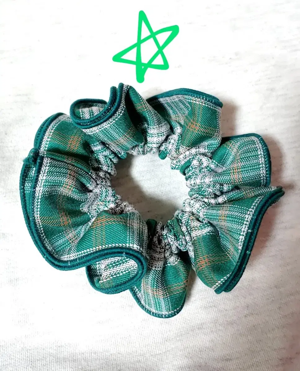 * Green check scrunchie