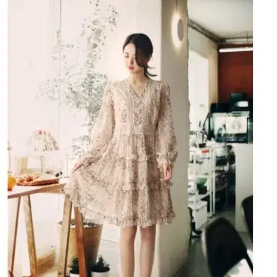 밀크코코아 원피스 cream lace detail floral dress