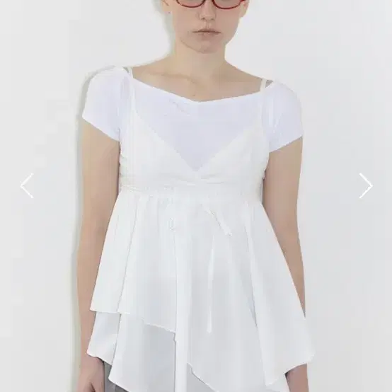 시눈 Double Frill Sleeveless Blouse (White