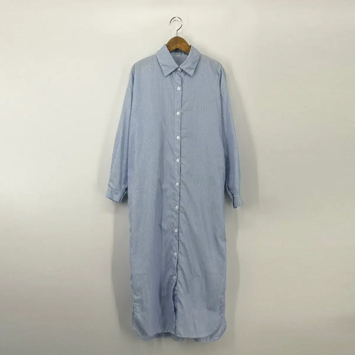 Striped shirt long ONEPIECE (F size / BLUE)